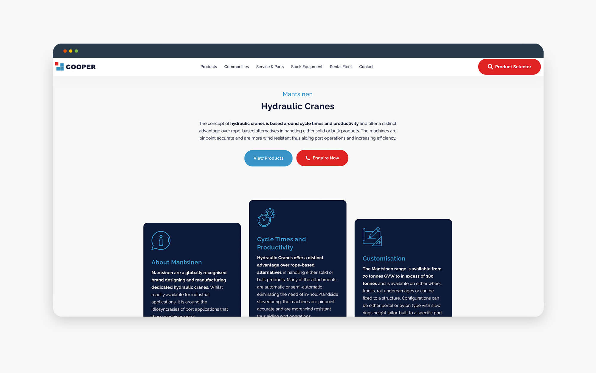 Screenshot of a modern website featuring sections on security, usability, and customer support.