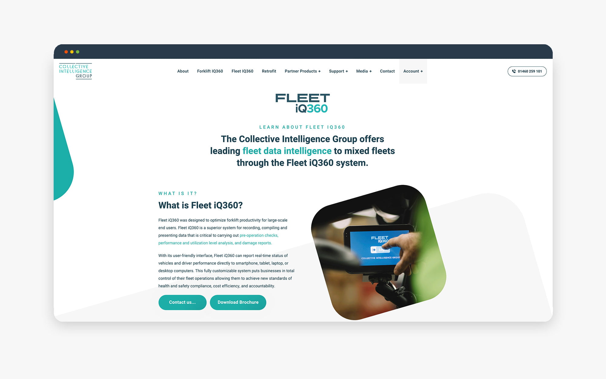 A webpage showcasing Fleet 1320, featuring insights and services for intelligent fleet management.