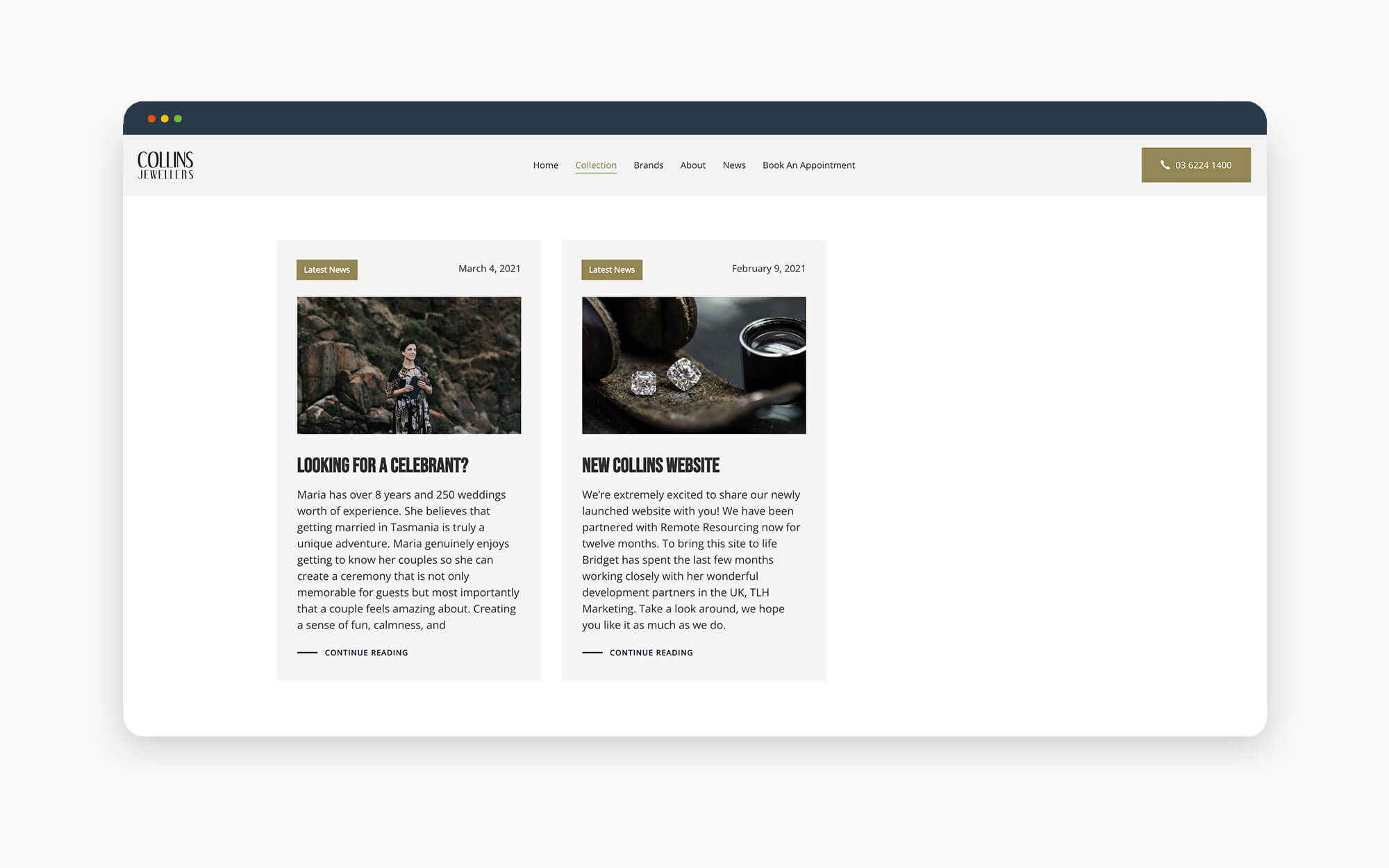 Website Blog Layout Overview Screenshot of a blog layout showcasing two posts with images and titles.