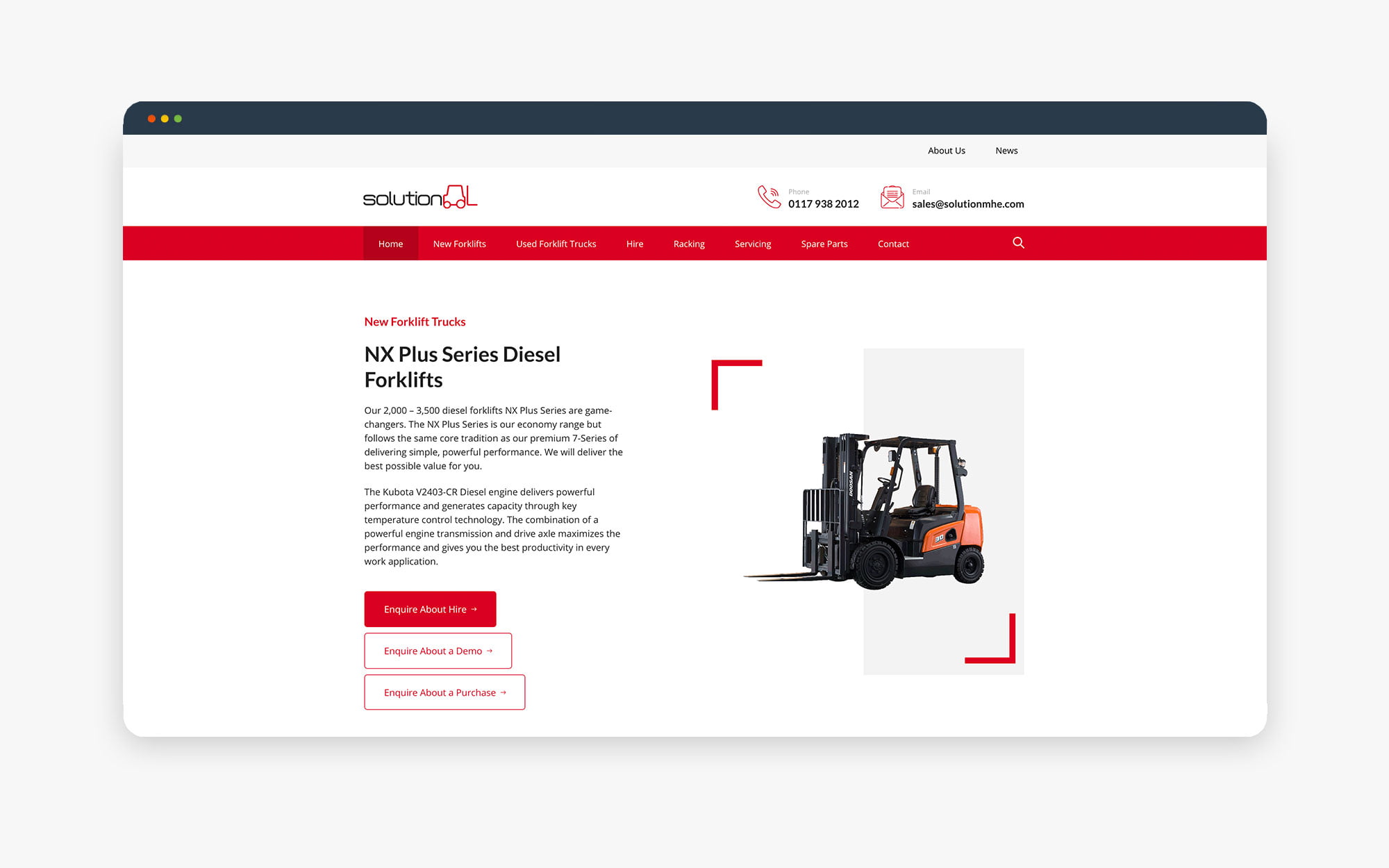 Product page for N2 Pro Series Diesel Forklifts showcasing features and specifications.