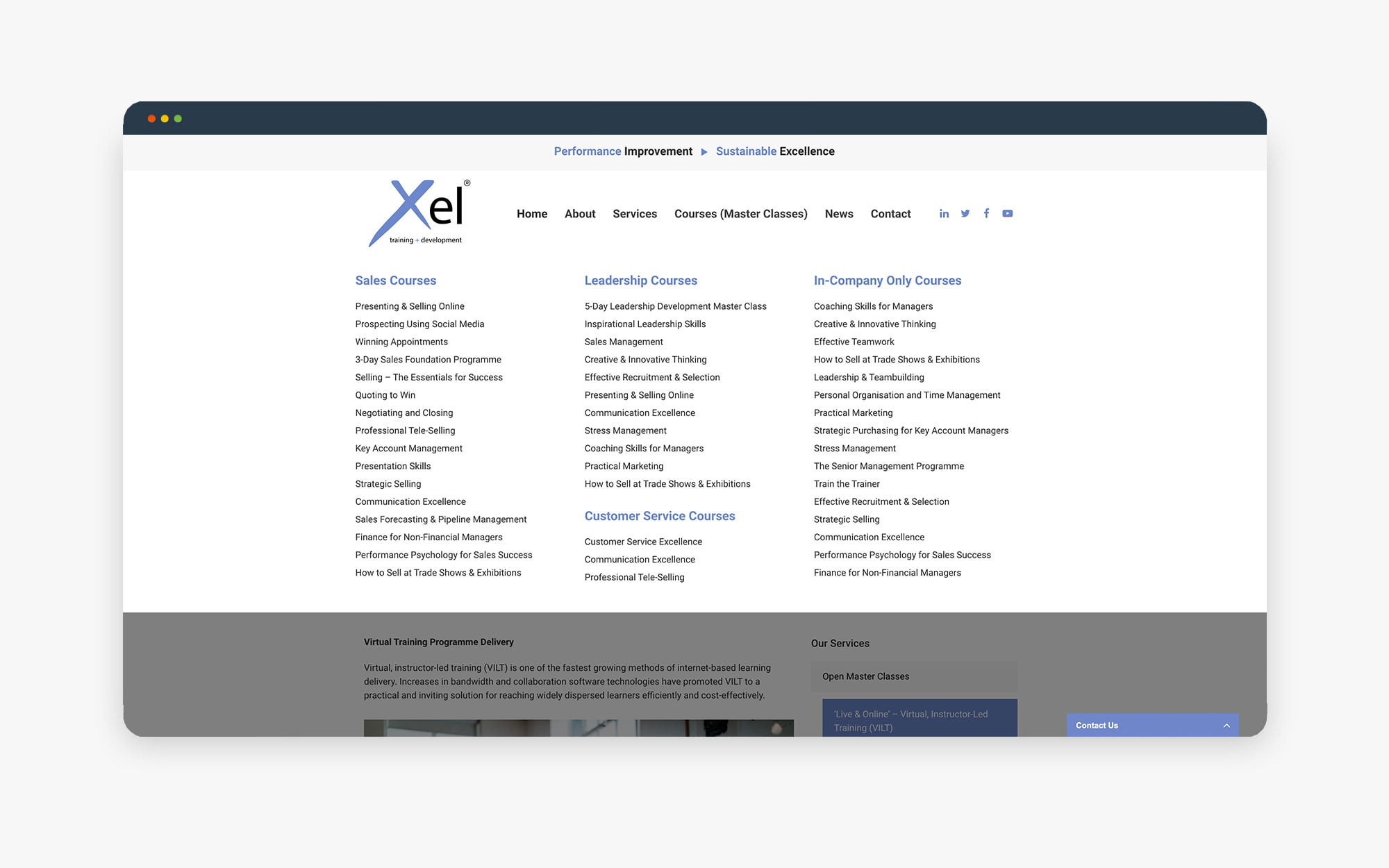 Xel Services Overview Page Screenshot of Xel services overview with options such as Energy Solutions, Project Development, and Technical Services.