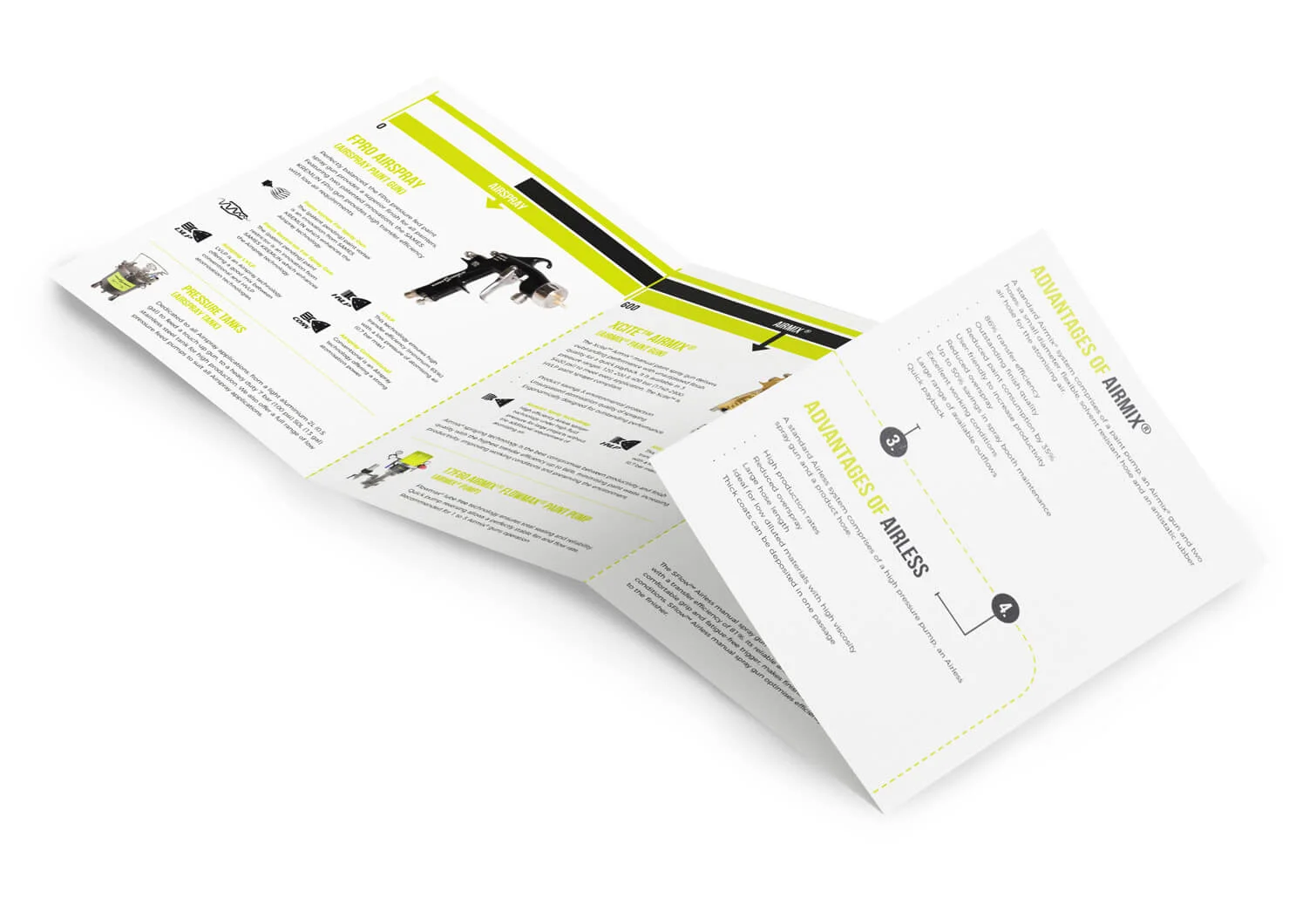 Folded Brochure with Informational Content A folded brochure displaying various product features and specifications in an organized layout.