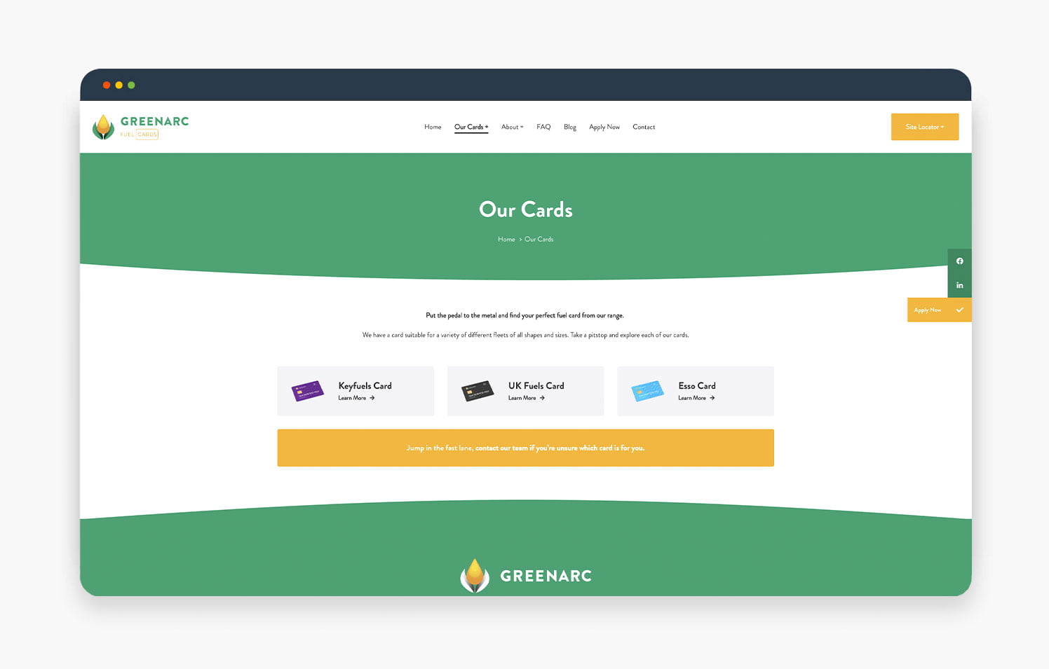 Screenshot of the Green Graphic website's card selection page, featuring different card options in a clean design.