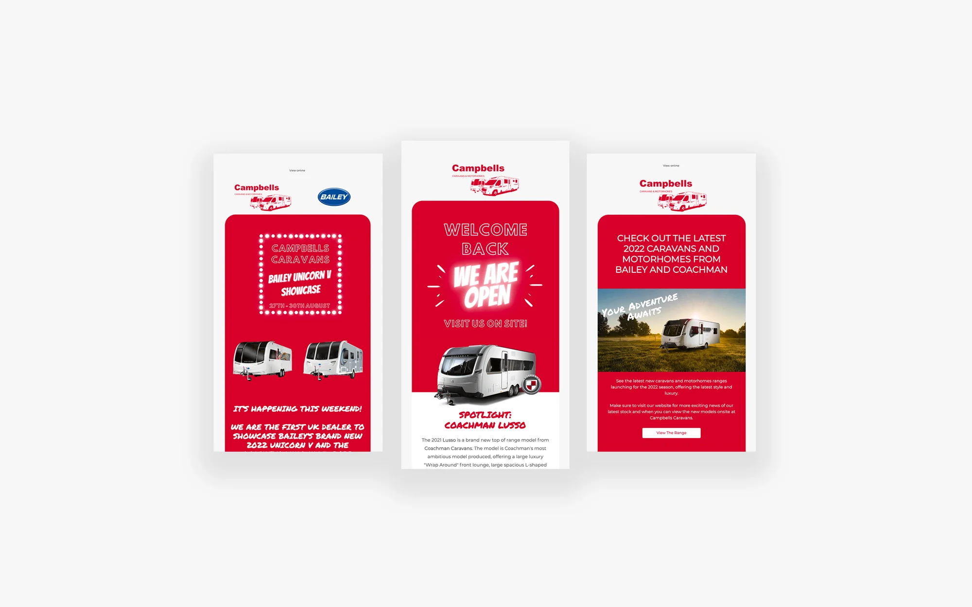 Brochure for Caravan Rental Service Tri-fold brochure displaying caravan rental offers and services with vibrant red design