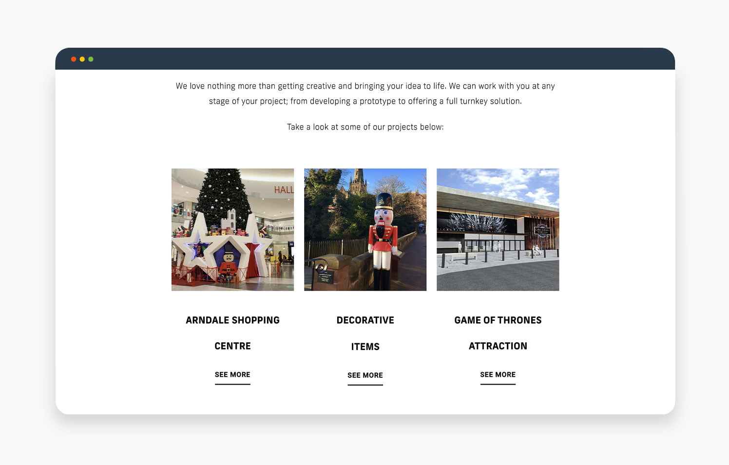 Engaging Seasonal Attractions Overview A showcase of festive themed attractions and events including a shopping center, decorative items, and a Game of Thrones exhibit.