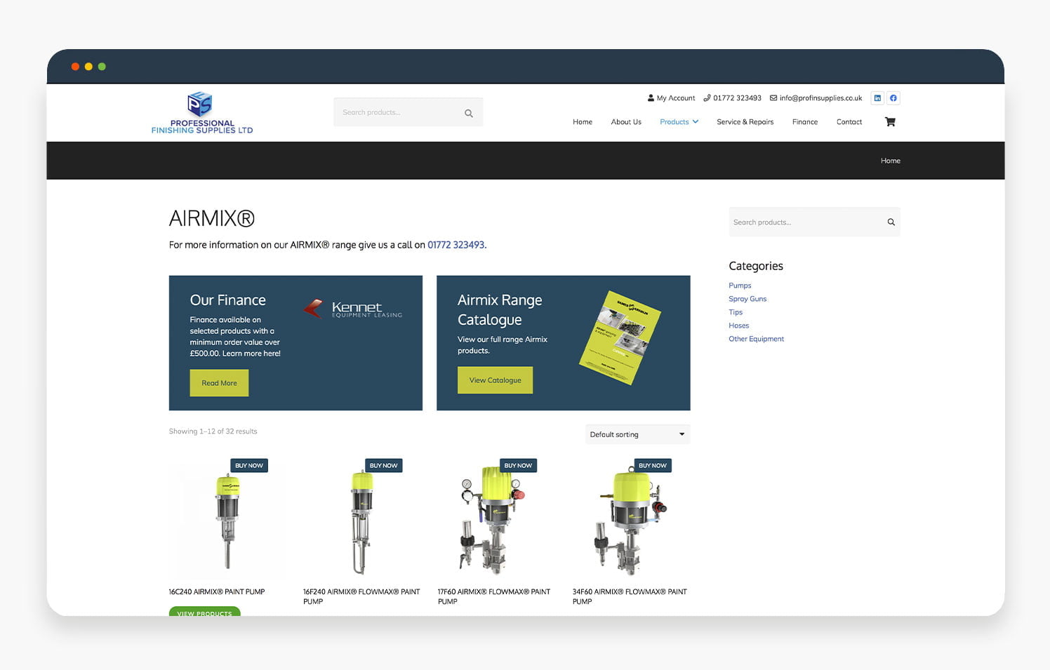Screenshot of the ARMIXD website featuring product categories and catalog information.