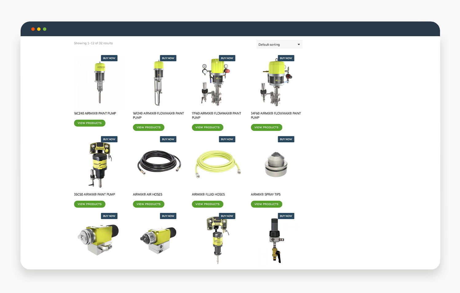 Grid of various industrial equipment and tools including sensors, hoses, and connectors.