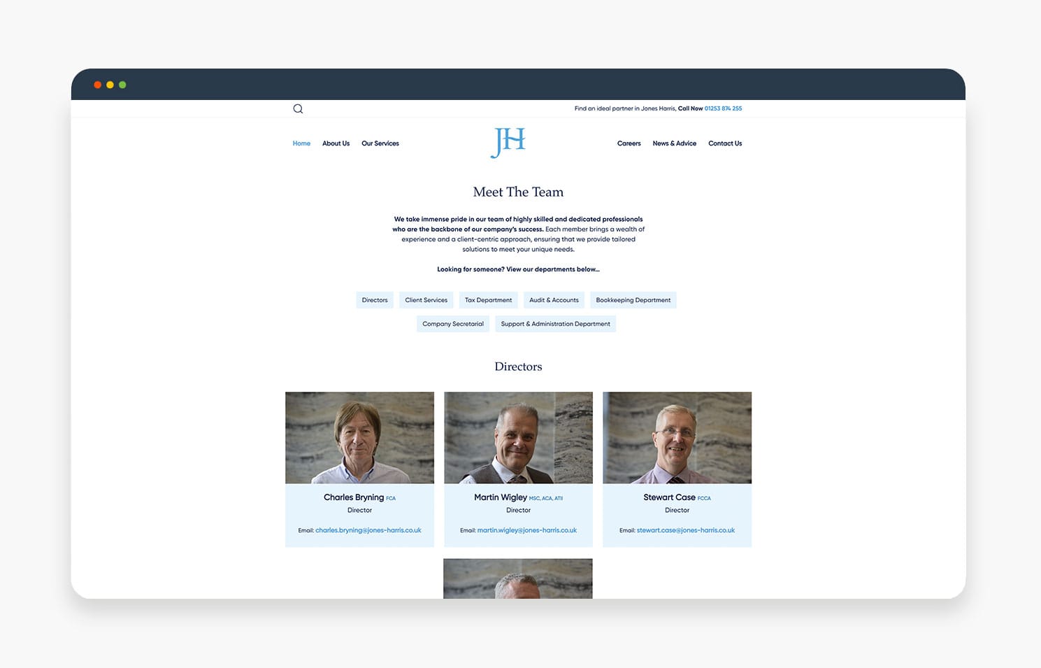 Meet the team members of JH Company showcasing their photographs and roles.